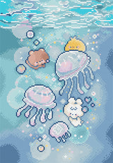 Kit de Punto de Cruz Letistitch L10-009 Jellyfish Dance - medusas y animalitos kawaii bajo el mar