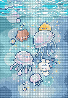 Kit de Punto de Cruz Letistitch L10-009 Jellyfish Dance - medusas y animalitos kawaii bajo el mar