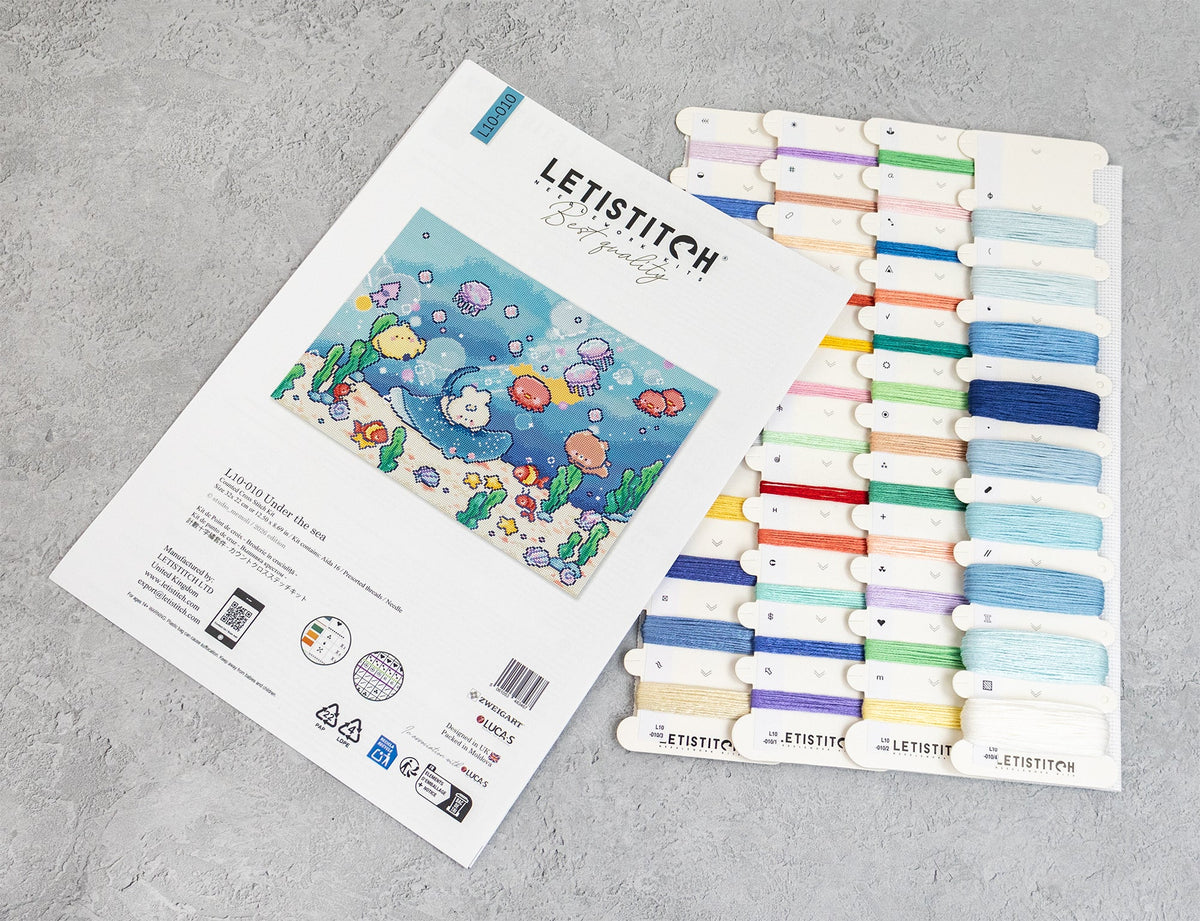 Contenido del kit de punto de cruz Letistitch L10-010 Under the Sea