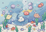 Kit de Punto de Cruz Letistitch L10-010 Under the Sea - conejito sobre manta raya en el fondo marino