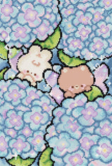 Kit de Punto de Cruz Letistitch L10-012 Hiding in Hydrangea - conejito y osito entre hortensias