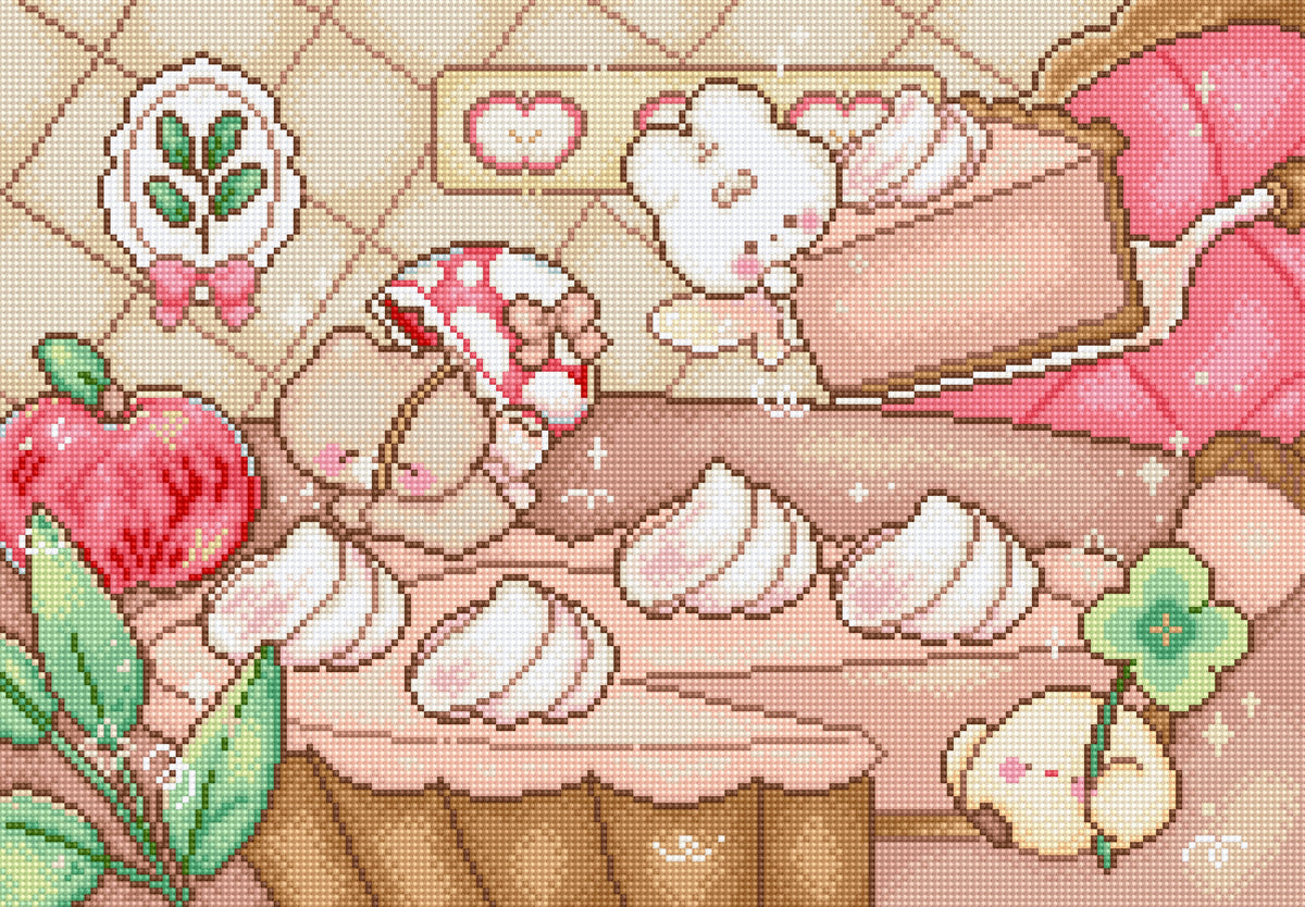 Kit de Punto de Cruz Letistitch L10-013 Pumpkin Pie Chase - conejito y tarta de otoño