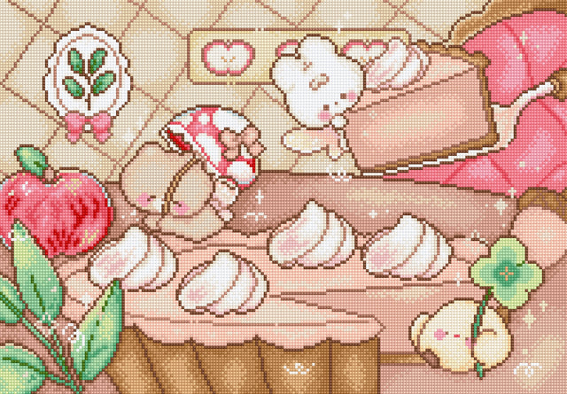 Kit de Punto de Cruz Letistitch L10-013 Pumpkin Pie Chase - conejito y tarta de otoño