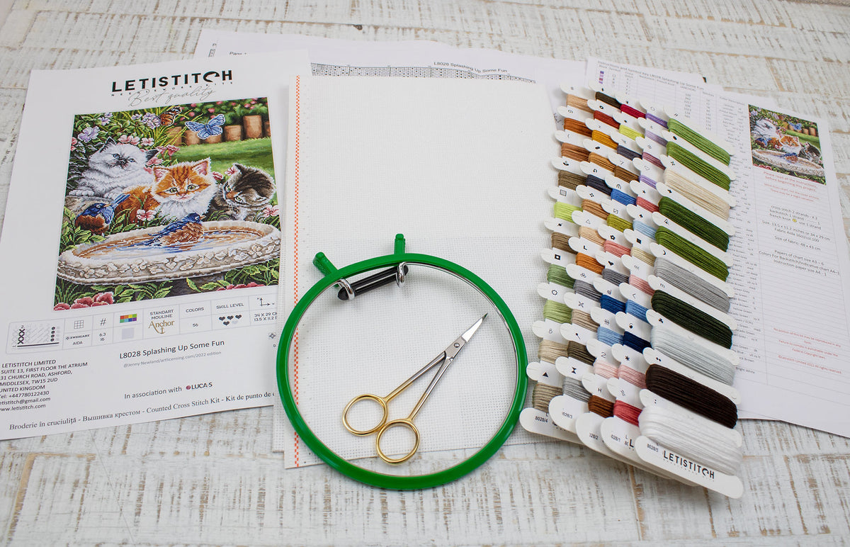 Contenido del kit: hilos, tela y aguja – Salpicando un Poco de Diversión