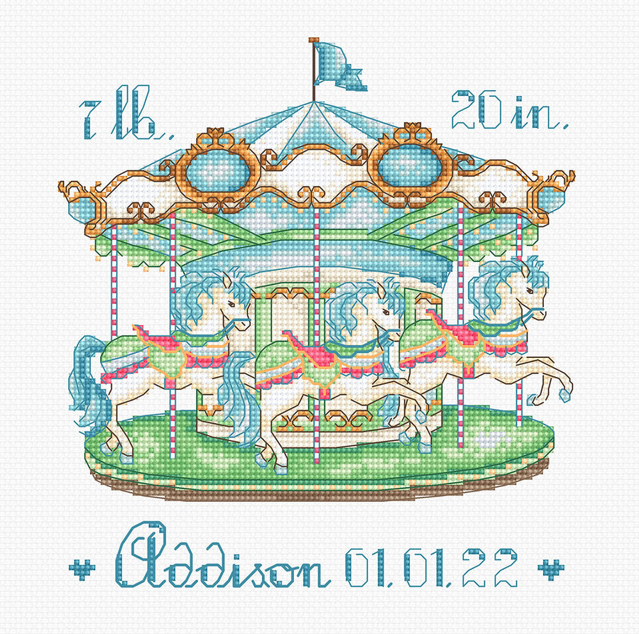 Kit de punto de cruz Carrusel de Bebé de Letistitch, 16,5x15,5 cm
