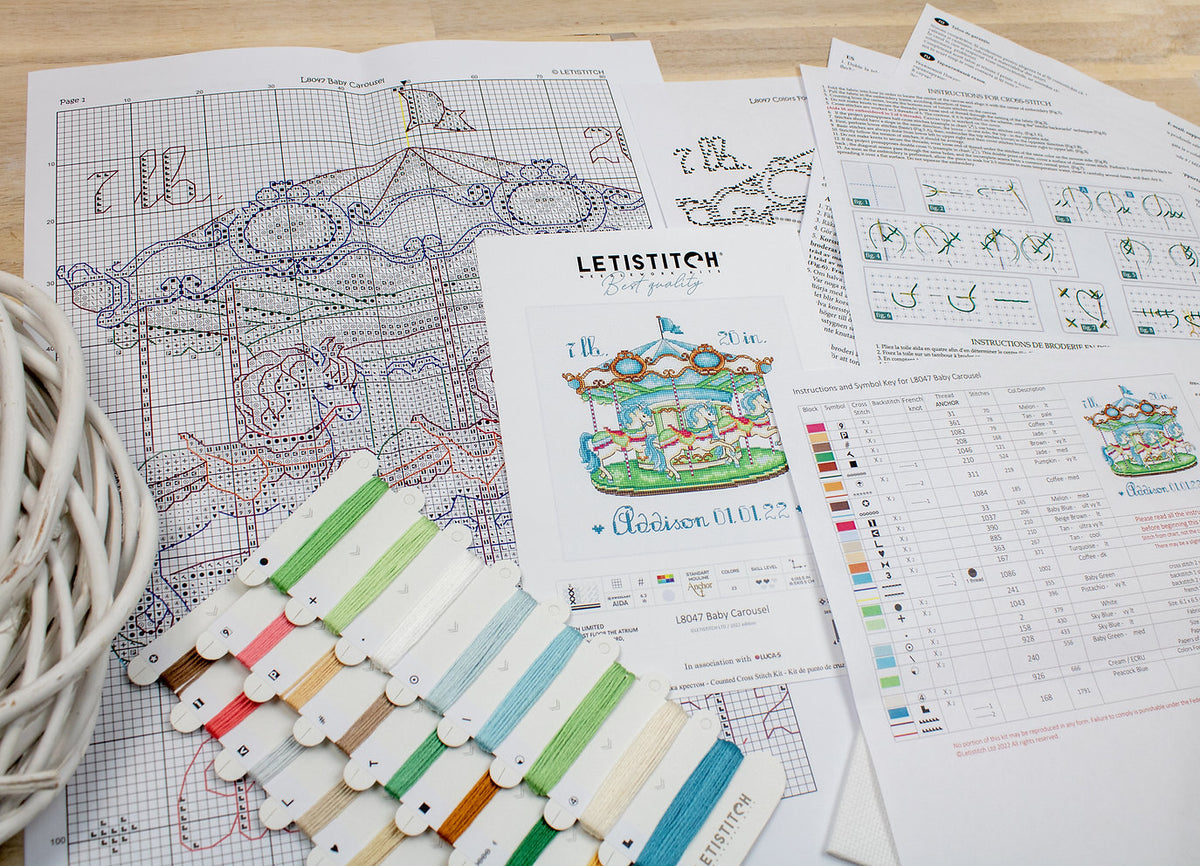 Esquema y carta de colores del kit – Carrusel de Bebé
