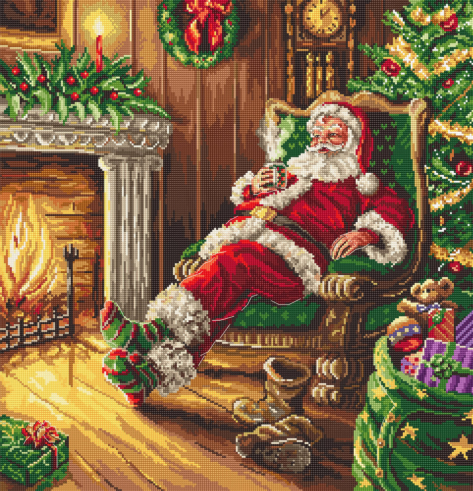Kit de punto de cruz Descanso de Papá Noel de Letistitch, 38,5x40 cm