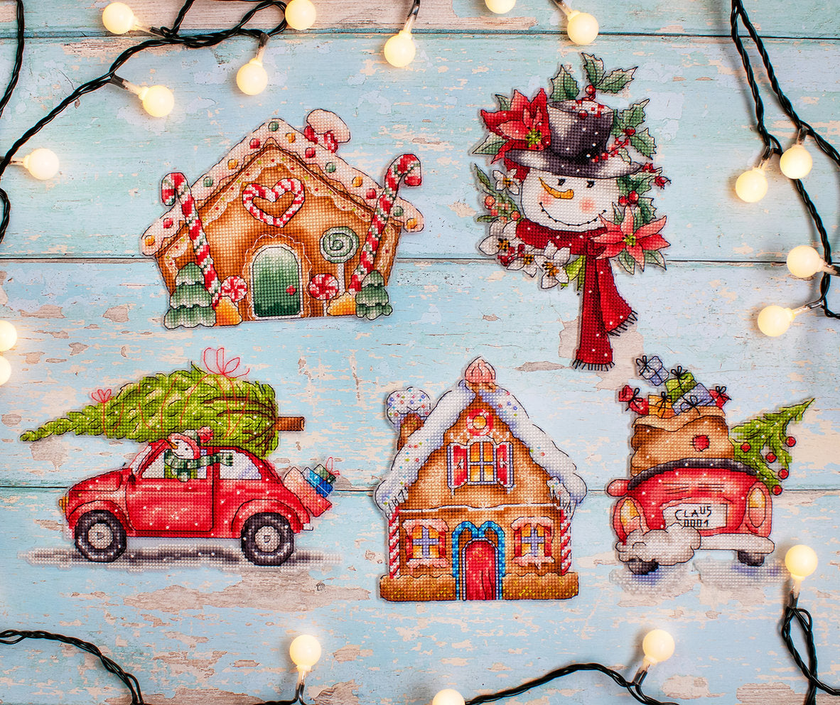 Kit de punto de cruz Adornos Navideños nº4 de Letistitch, 16x16 cm