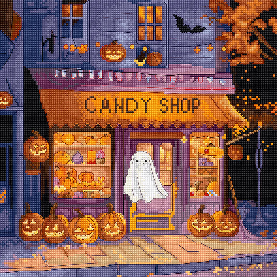 L9950 Pumpkin Lane - LetiStitch Kit de punto de cruz otoñal Halloween 