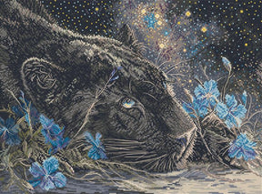 Kit de punto de cruz LetiStitch L9984 Starry Dreams diseño fantasía en tela Aida 16 azul grisáceo