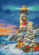 Kit de Punto de Cruz Letistitch L9993 Lighthouse Noel - faro navideño en la nieve
