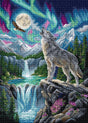 Kit de Punto de Cruz Letistitch L9995 Spirit of the Wild - lobo aullando bajo la aurora boreal