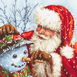 Cross Stitch Kit LETI 919 Santa Claus and Snowman - LETISTITCH