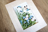 LETI 939 Butterflies and bluebird flowers - Kit de Punto de Cruz LETISTITCH