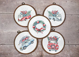 LETI 965 Retro Christmas Cars / 5 in 1 - Cross stitch kit LETISTITCH