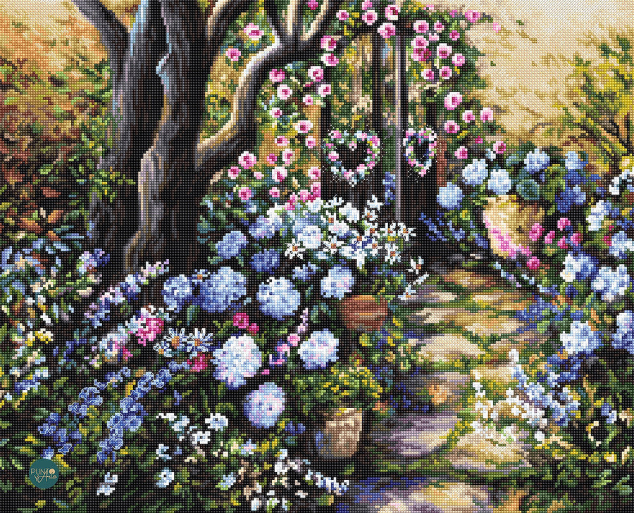 Kit de punto de cruz Mercado de Flores de Letistitch, 39x32 cm