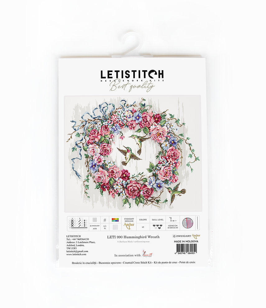 Contenido del kit: hilos, tela y aguja – Colibrí y Corona Floral