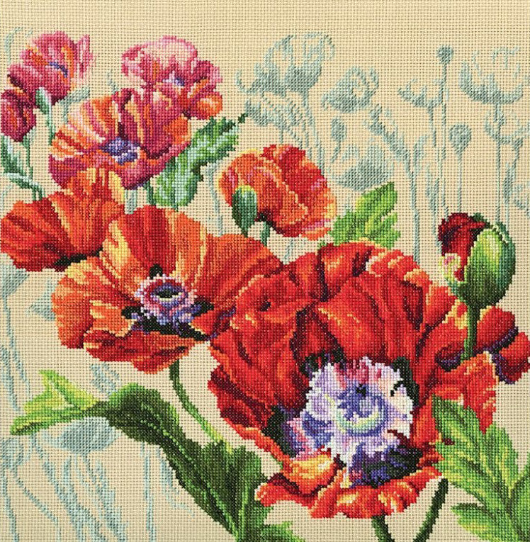 Kit de Punto de Cruz RTO Inspiración - Amapolas – M452