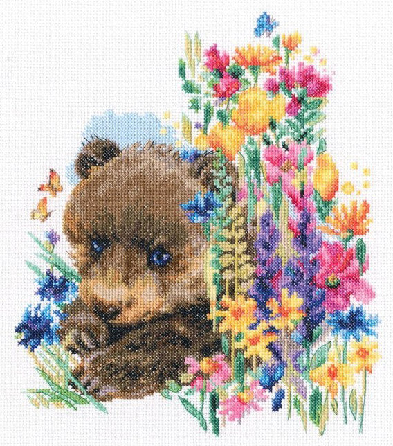Kit Punto de Cruz RTO M683 – Oso. El que ama las flores. . Kit de…