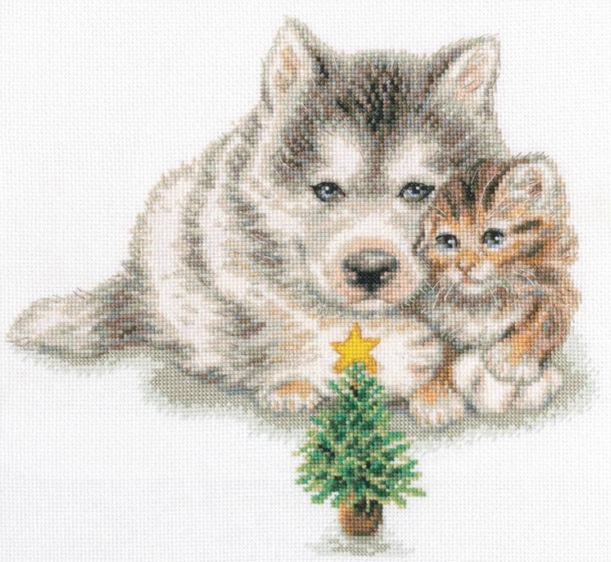 Kit de Punto de Cruz RTO Gatito y Cachorro - - Buenos Amigos – M904