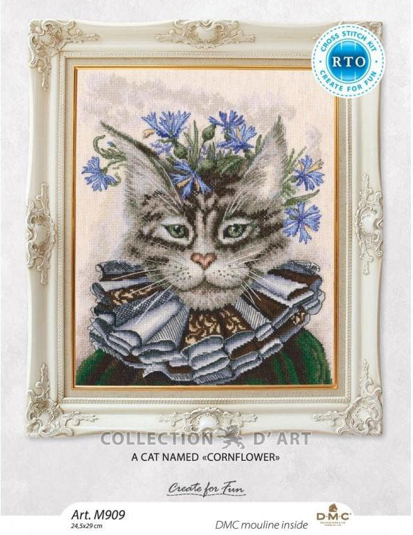 Kit Punto de Cruz RTO M909 – Un gato llamado Cornflower. . Kit de... - imagen 2