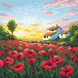 Landscape with poppies. Brill Art MC-016. Diamond Stitch Kit