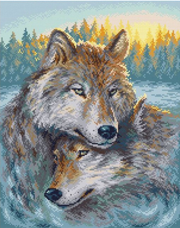 Wolves at sunset. Brill Art MC-095. Diamond Stitch Kit