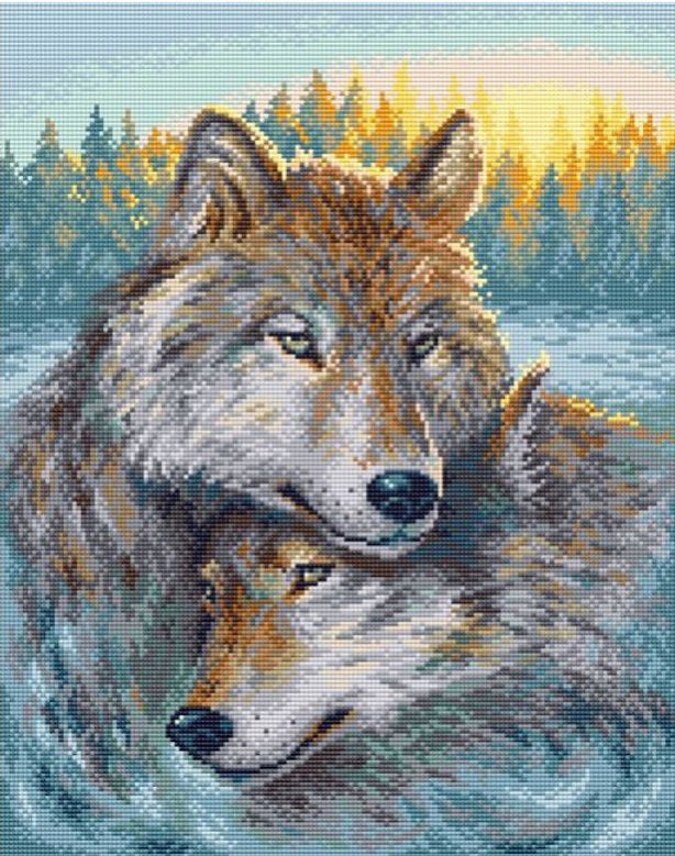 Kit Punto Diamante Lobos al atardecer – Brill Art MC-095