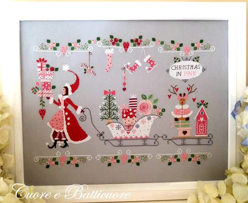 Natale in Rosa - Cuore e Batticuore - Esquema Punto de Cruz