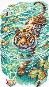 Kit de Punto de Cruz AVA P014 – Tiger of the Turquoise Lotus Pond