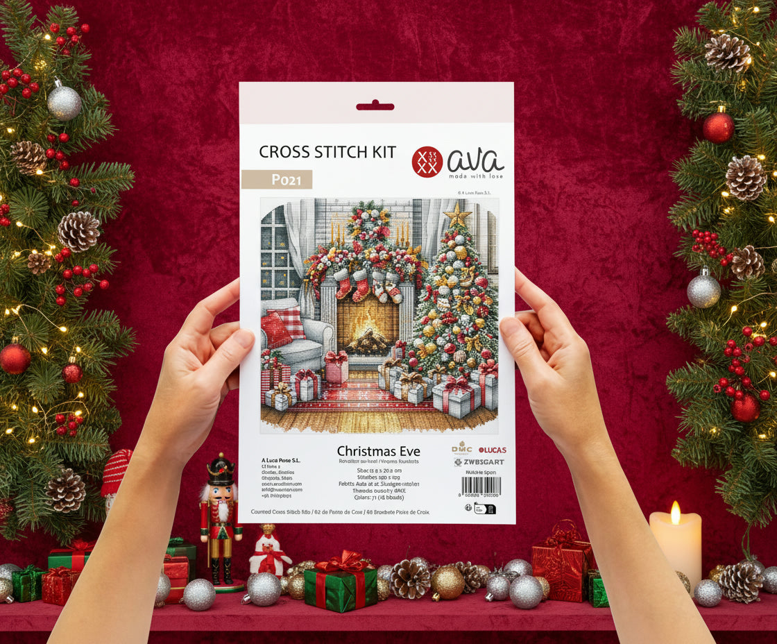 Kit de point de croix. Réveillon de Noël - P021 Tricot et Art