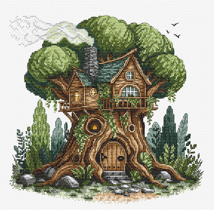 Kit de point de croix - « Cabane dans les arbres » AVA Stitch P023
