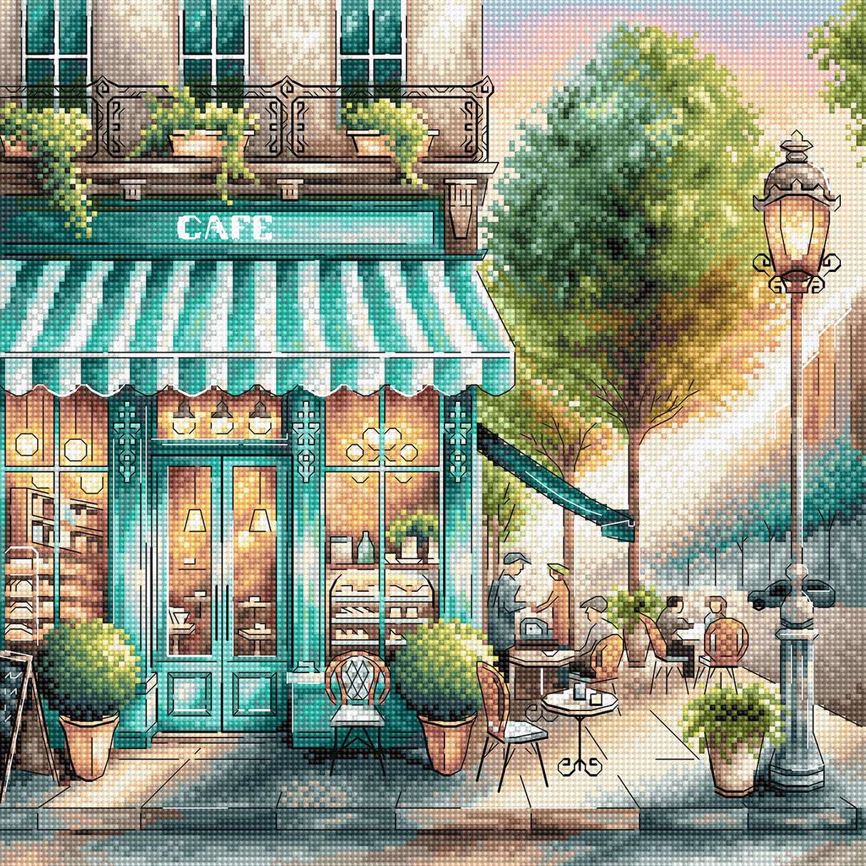 Un café dans la ville - Kit de point de croix Stitch and Art P026