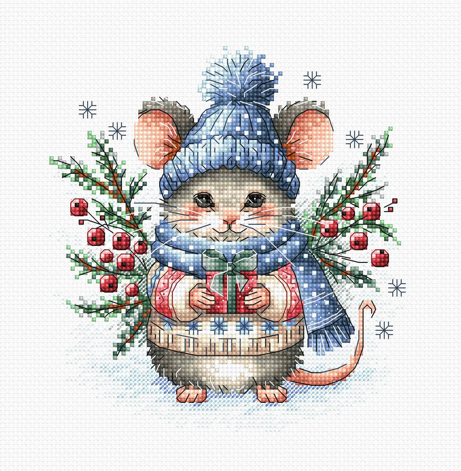 Kit de Punto de Cruz Animales P027 AVA Magia Navideña Raton