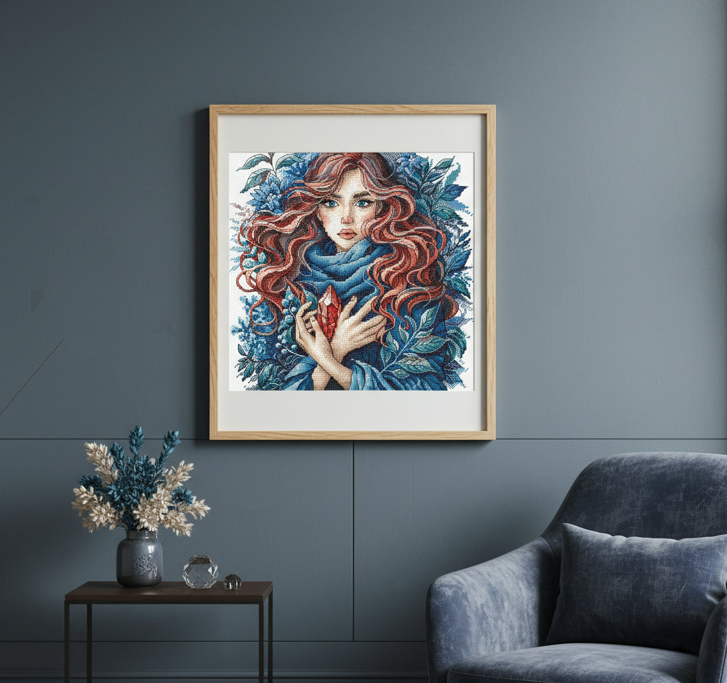 Kit de point de croix "Carmínea : Gardien du cristal de Bermejo" de Punto y Arte - P032