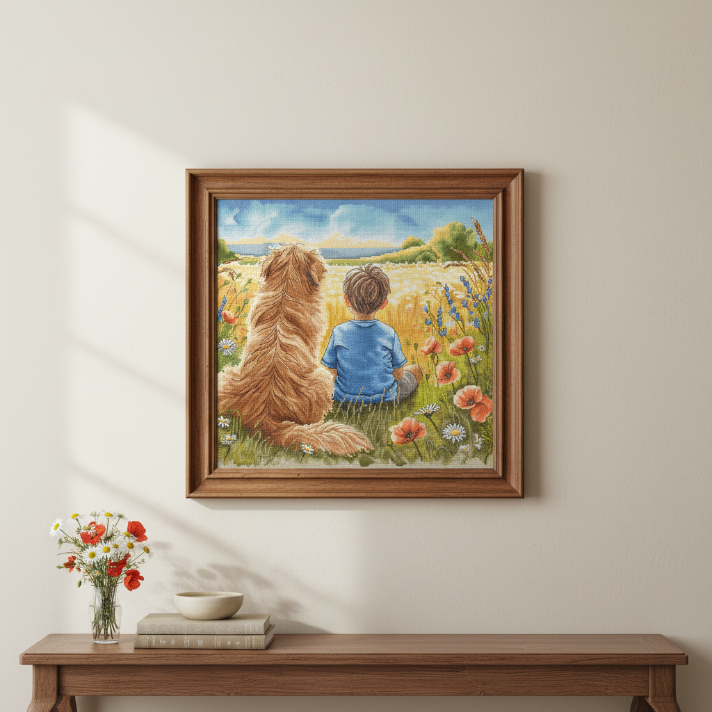 Kit de Punto de Cruz AVA Stitch P034 The Best Friend (El Mejor Amigo) – Aida Zweigart 16ct, 31,75×30,96 cm