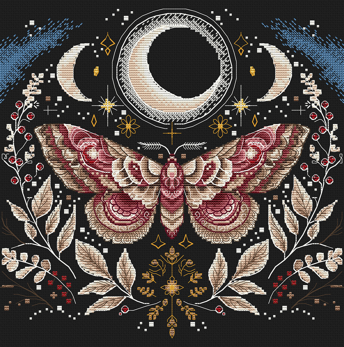 Kit de punto de cruz AVA Stitch The Moss P035 Diseño botánico y místico