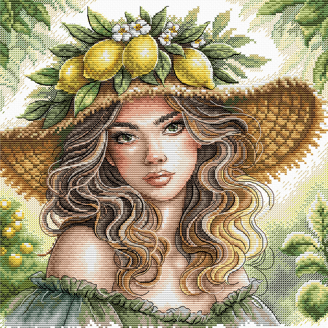 Kit de punto de cruz AVA Stitch “The Girl of the Lemons” P043 – Chica de los limones