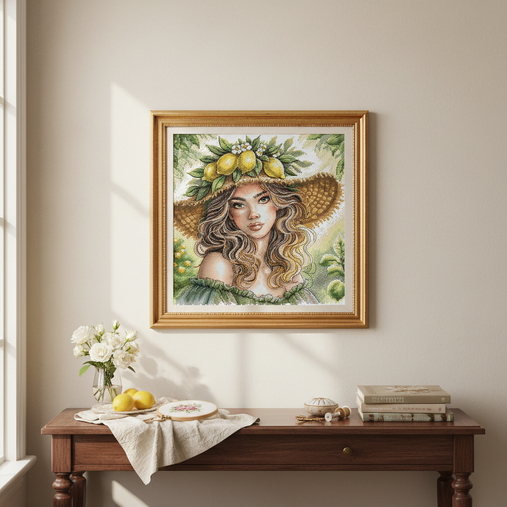 Kit de point de croix AVA Stitch « La Fille aux Citrons » P043 – La Fille aux Citrons