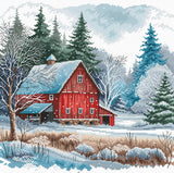 Cross Stitch Kit "The Red Cabin under the Snow" P044 by Punto y Arte