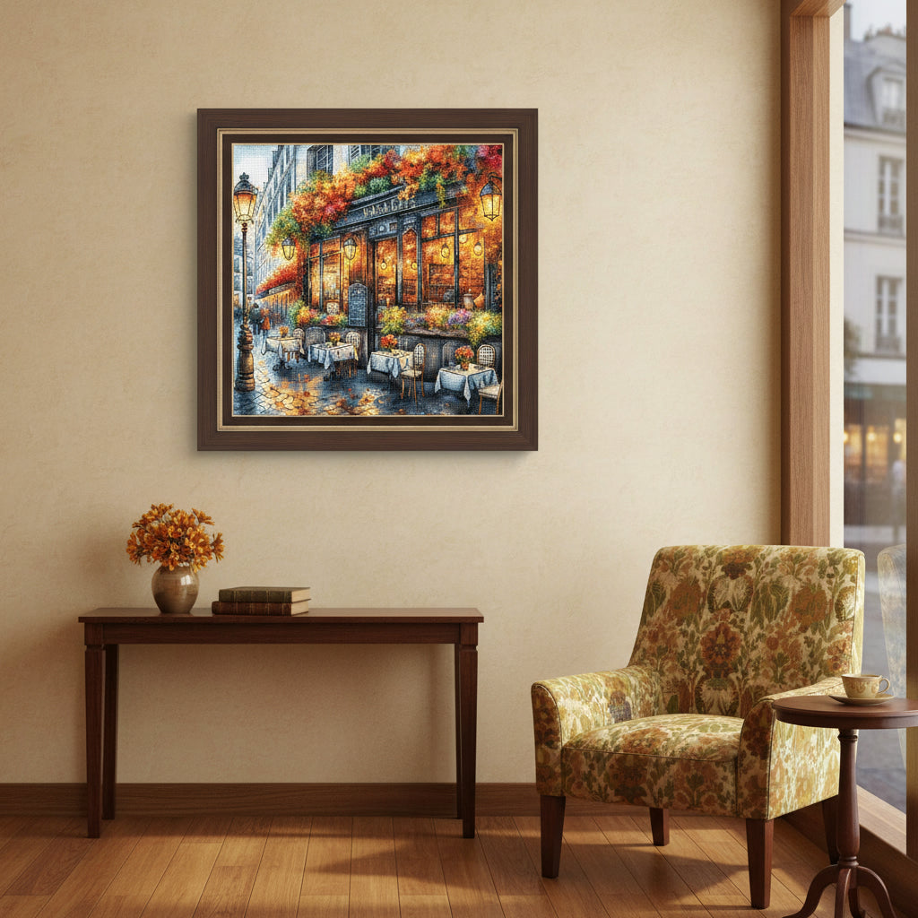 P051 Coffee in Autumn - Knit and Art Cross Stitch Kit