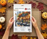 P051 Coffee in Autumn - Knit and Art Cross Stitch Kit