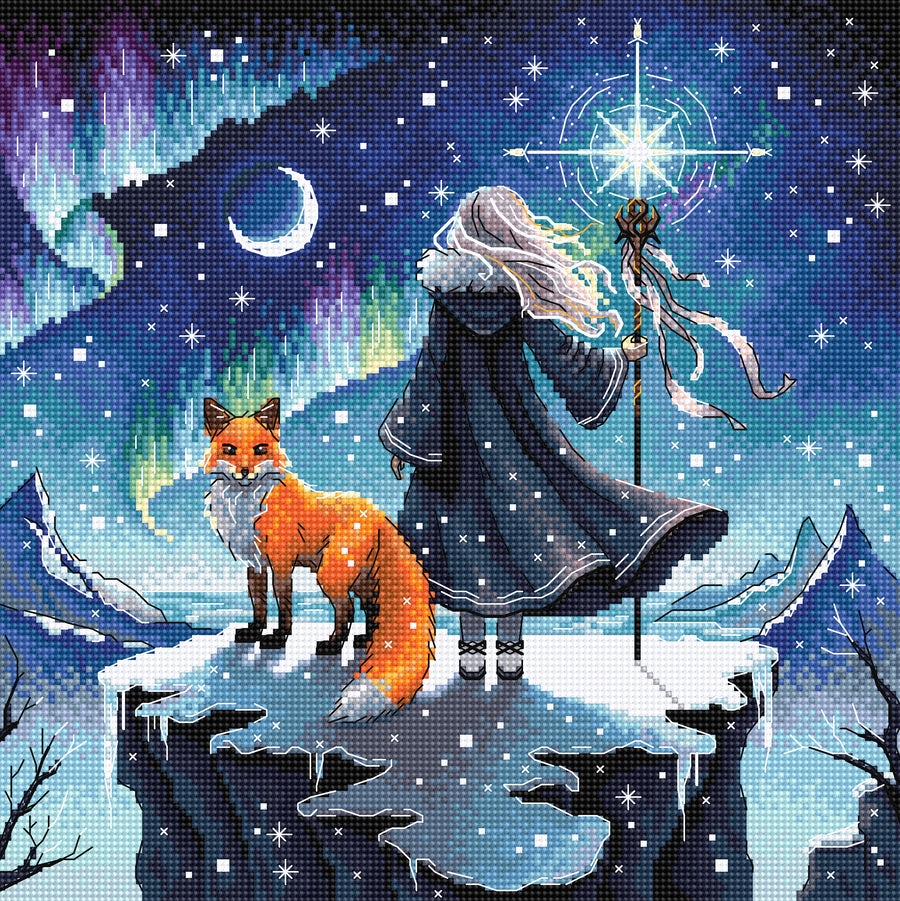 Kit de punto de cruz P069 AVA Stitch - Hechicera de las Auroras y su Zorro