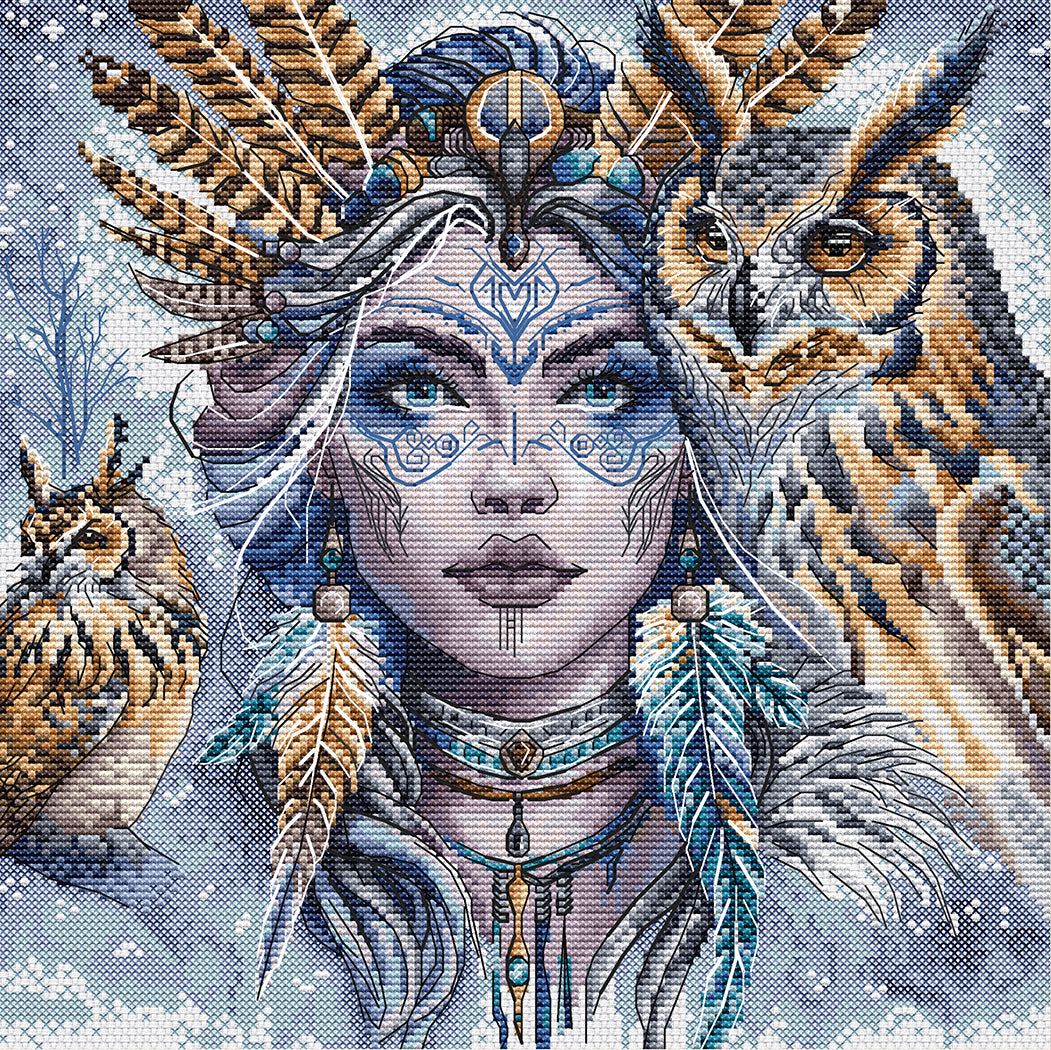 Cross Stitch Kit - Stitch and Art P077 - The Warrior and Guardian Owls