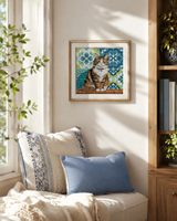 Kit de punto de cruz AVA Stitch P080 Cat in the Yard – Gato en el Patio 23,18x23,50 cm