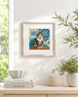 Kit de punto de cruz AVA Stitch P080 Cat in the Yard – Gato en el Patio 23,18x23,50 cm