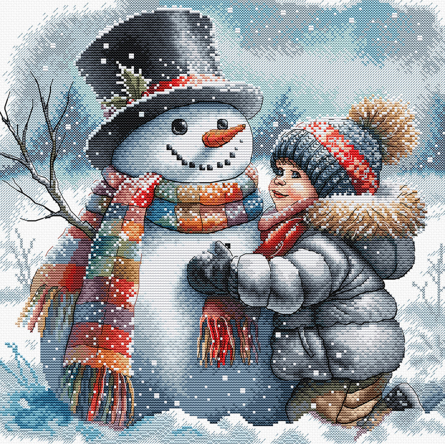 Kreuzstich-Set - Kind und sein Schneefreund P086 AVA