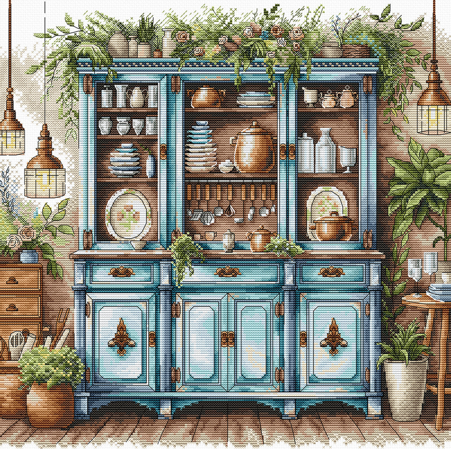 Kit de Punto de Cruz Blue Cupboard - AVA Stitch P102