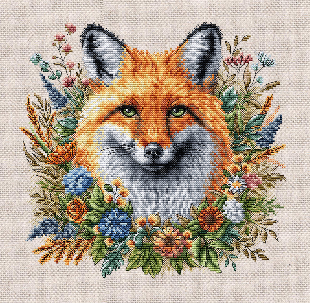 Kit de Punto de Cruz AVA - Fox Among Flowers, P123