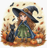P131 Pequeña bruja de otoño - Kit de punto de cruz